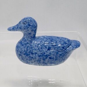 Vintage 1983 Enesco Miniature Glazed Porcelain Spongeware Speckled Duck Figurine